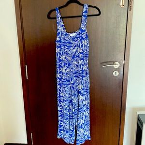 Fighting Eel blue and white Hawaii print jumper